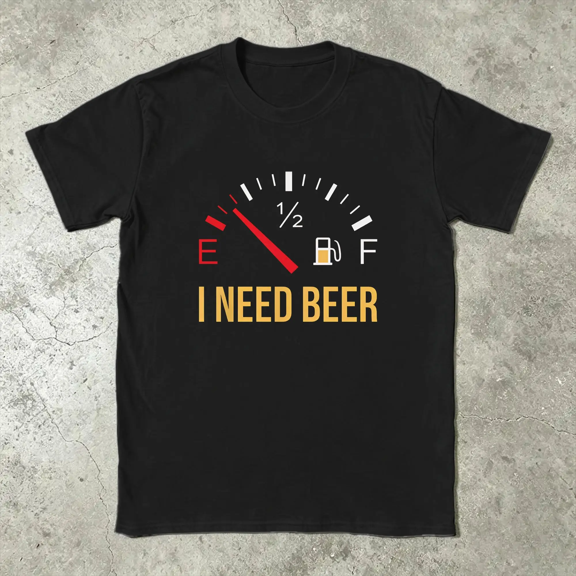 Fuel Gauge I Need Beer Cotton T Shirt For Man Summer  Streetwear T Shirts Crewneck  Cool Tee Shirt Oversized Custom DIY Clothes