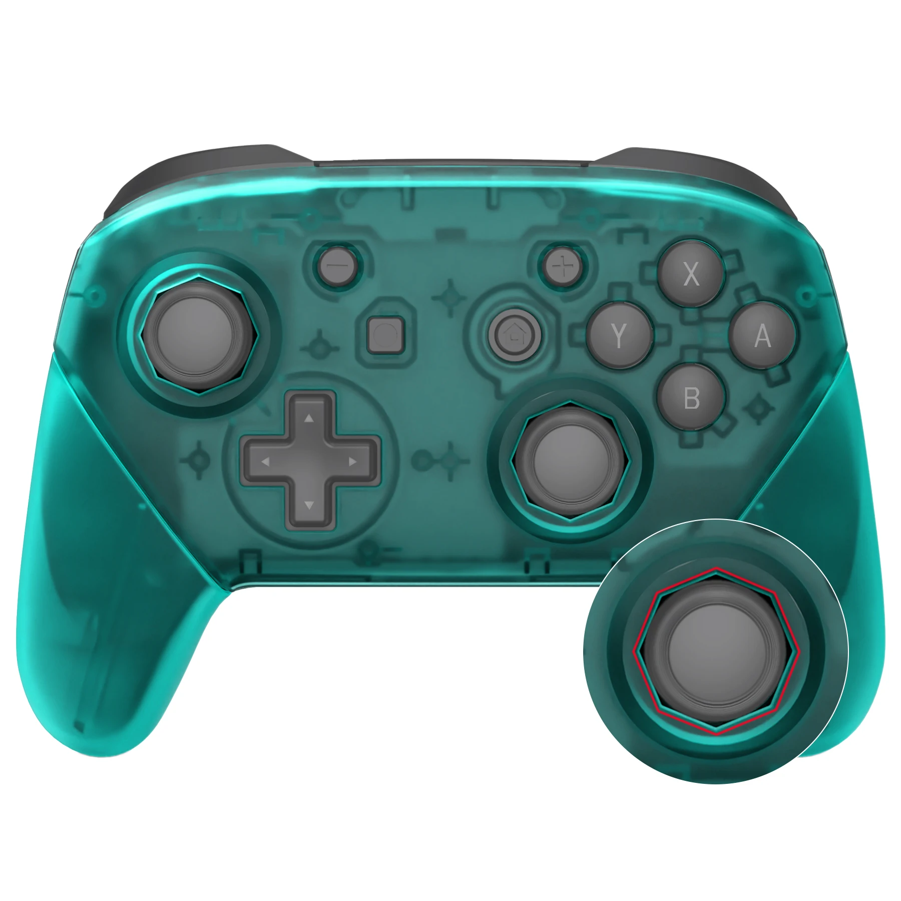 eXtremeRate Ośmiokątne kije z bramką Płyta czołowa Uchwyty płyty tylnej Wymienna obudowa uchwytu do NS Switch Pro - przezroczysty niebieski — zdjęcie produktu 4
