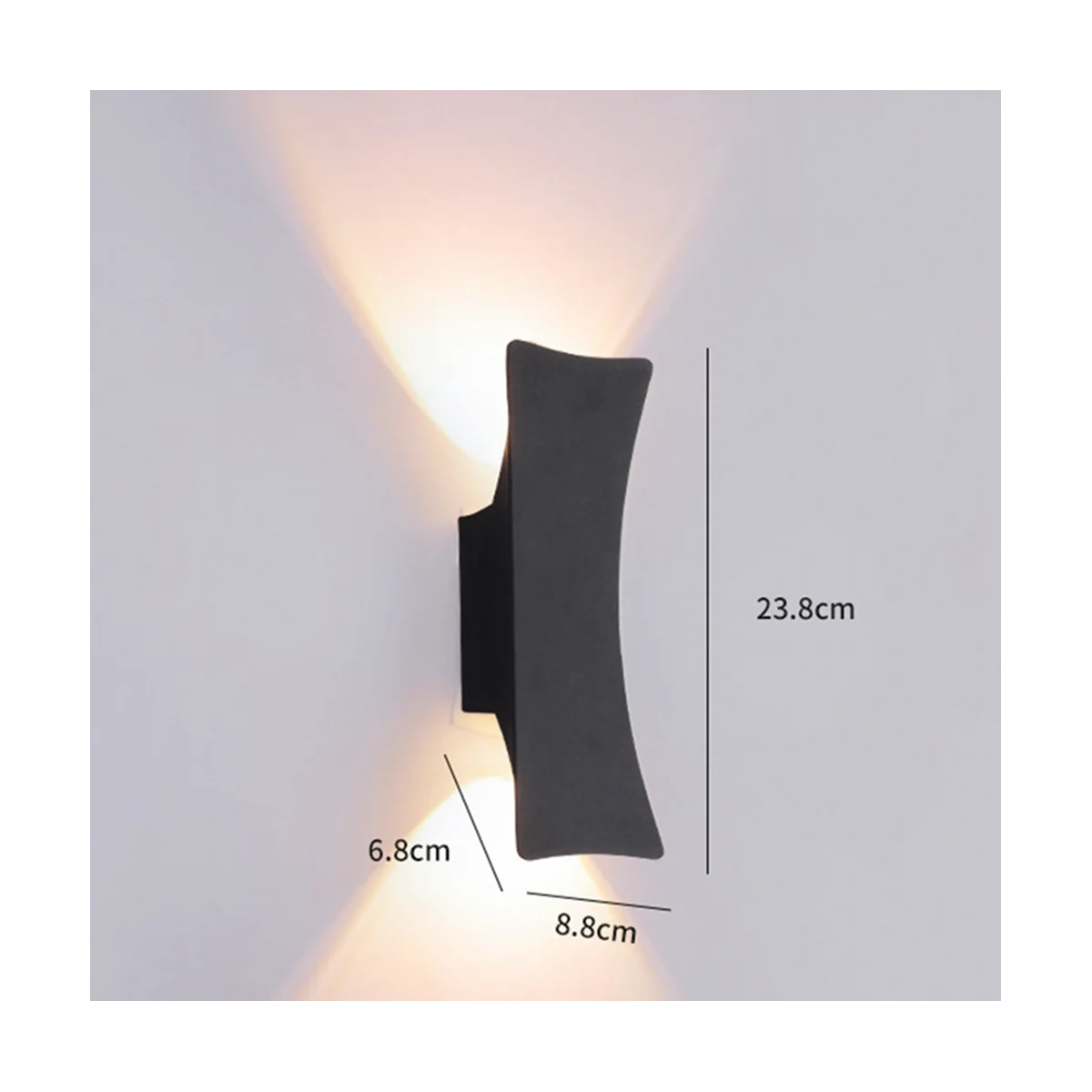 Outdoor Waterproof Wall Lamp Simple Terrace Garden Light Bedroom Bedside Lamp Aisle Balcony Light (Black) White Light image 2