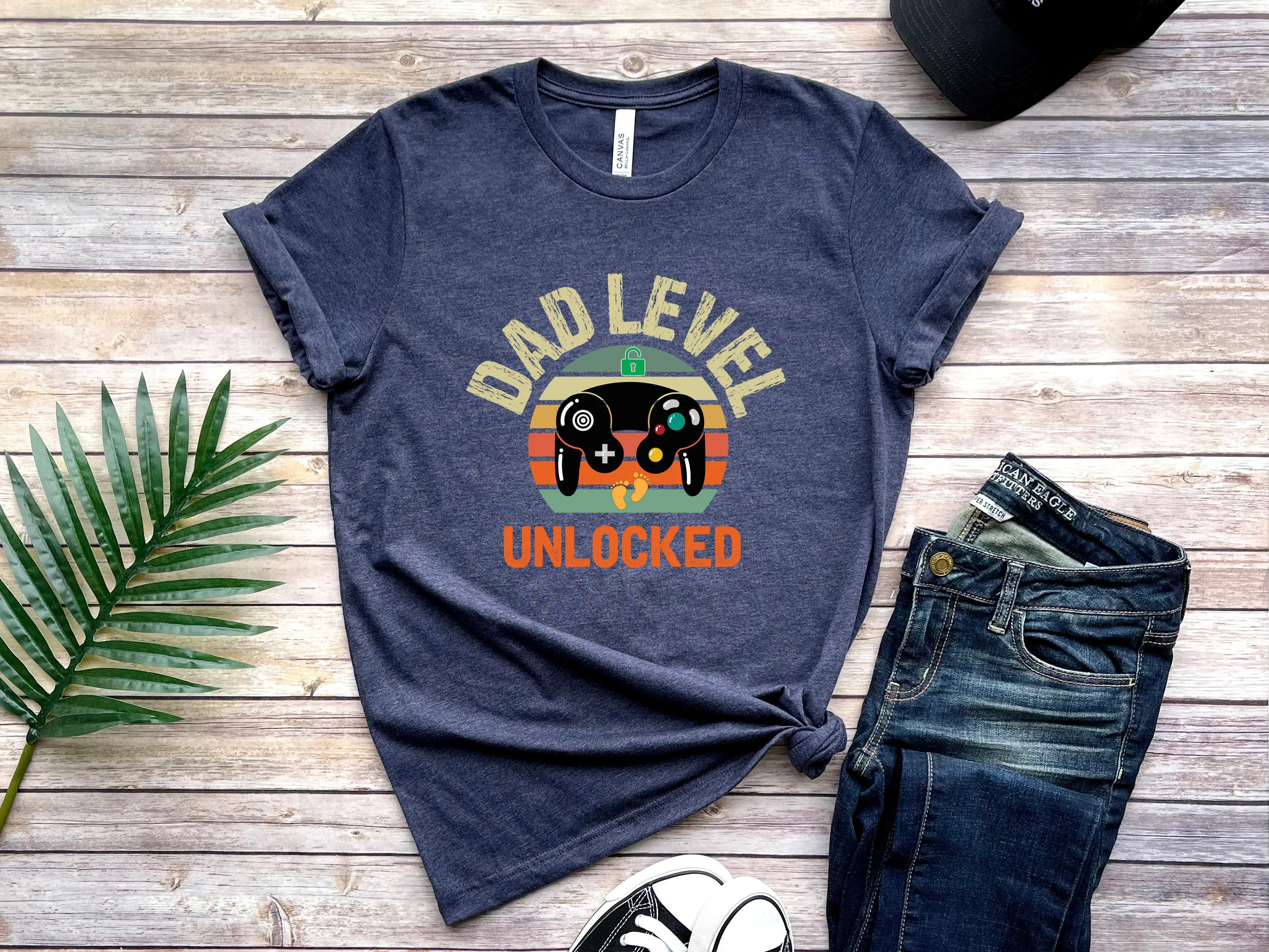 Dad Level Unlocked T shirt Funny New For Fathers Day Game Father's Gamer Husband