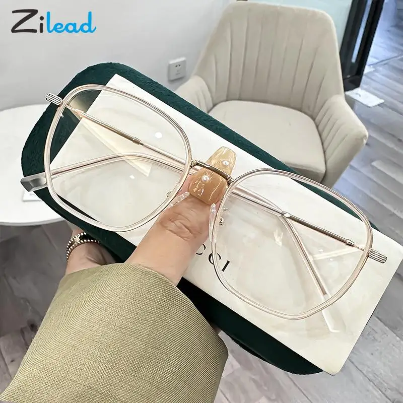 

Zilead Fashion Anti Blue Rays Glasses Women Men Metal Big Frame Blue Light Blocking Eyeglasses Ultralight Female Computer Goggle