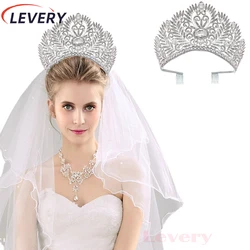 Levery 2024 New Women Wedding Bridal Tiara Hair Accessories Crystal Bride Tiaras and Crowns Marriage Queen Pageant Crown