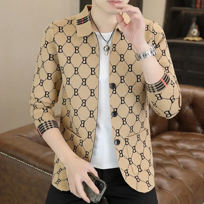 2024 New Autumn Men's Casual Versatile Trendy Knitted Top High-End Swagger Jacket NICE LOOKING CARDIGAN