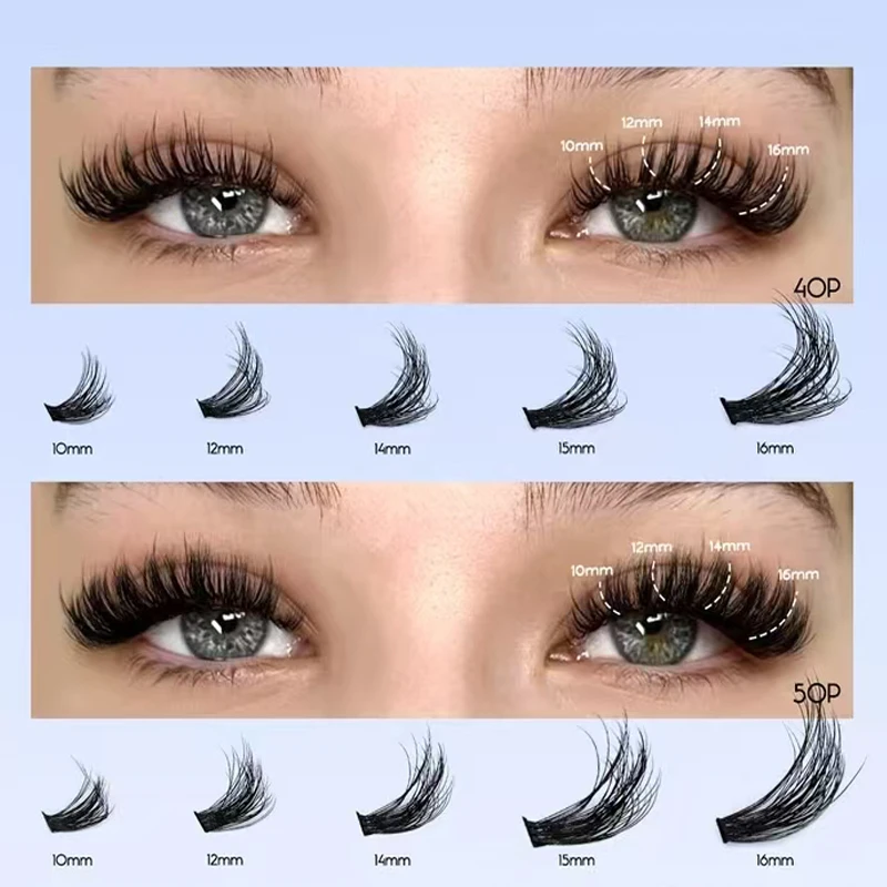DIY Segmented False Eyelash Set Large Capacity Cluster Eyelash Book With Glue,Remove GLue,Twezeer,Brush,Festival gift