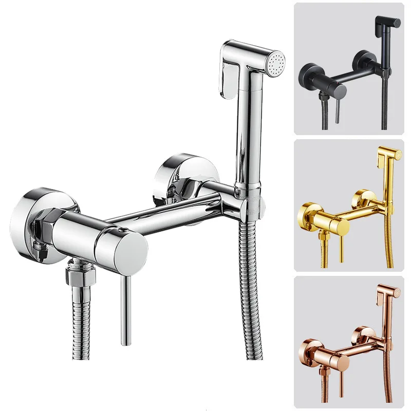 

Rose Gold Toilet Bidet Faucet Set Hot Cold Bathroom Toilet Shower Blow-fed Spray Gun Nozzle Bidet Faucet Brass Bathroom Hardware