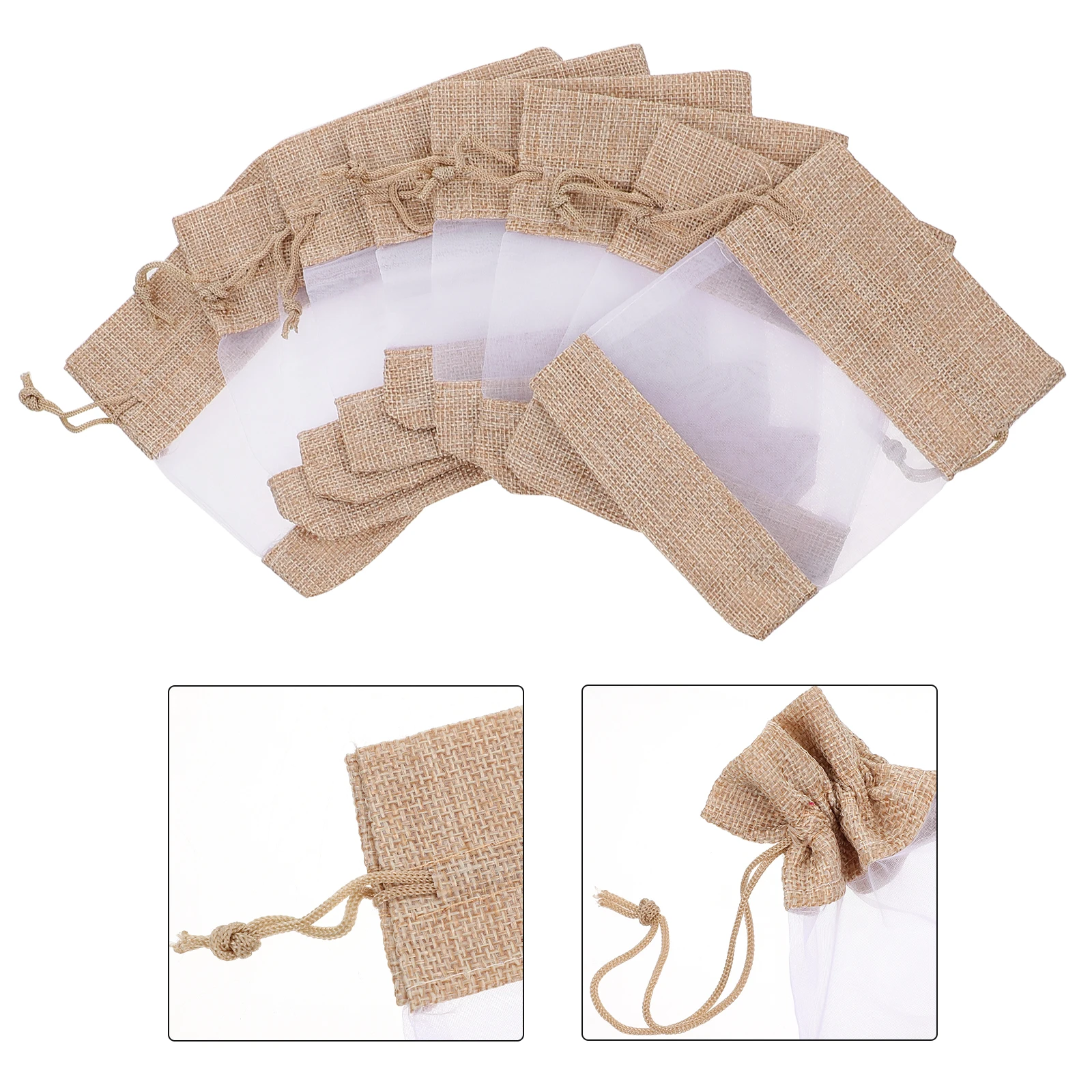 

10pcs Linen Drawstring Bags for Jewelry C y Snack Packaging Party Supplies Kids Gifts Small Pouches Sachet Bags