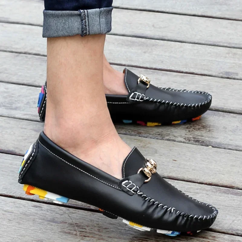 2025 New Couple Shoes Woman Fashion Casual Shoes Genuine Leather Loafers Moccasins Slip on Men Flats Driving Shoes Luxury Brand