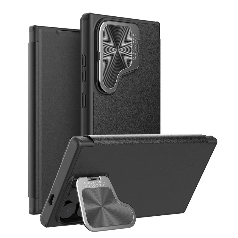 

Executive Leather Case for Galaxy S24 Series - Slide-Up Camera Protection + Document Pocket & Pen Holder