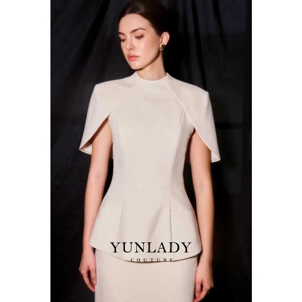 YUNLAN Dress Luxury Bride Mother Banquet Midi Cape Party Dress 2024 Saudi Arabia Women Special Occasion Prom Evening Dress