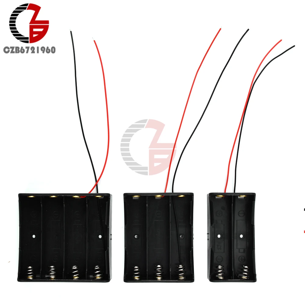 18650 Battery Holder Box 1 Slot 3.7V Battery Storage Case 2/3/4 Cell Plastic Container with Connect Black Red Wires