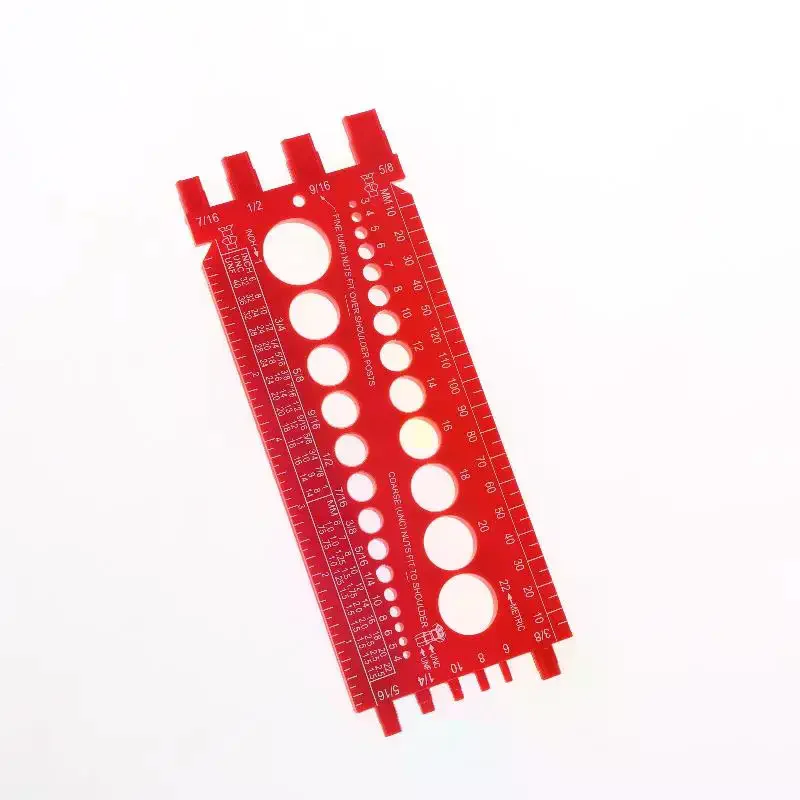 Red Multifunctional Inch Metric Quick Identification Nut Bolt Thread Check Gauge Protable Thread Measuring Tool