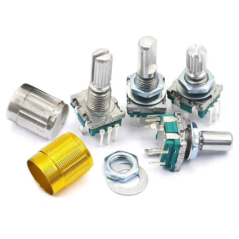 100pcs/lot  EC11 Rotary Encoder 15/20MM Plum Blossom Axis D Half Axis with Switch Digital Potentiometer 20 Bit Pulse