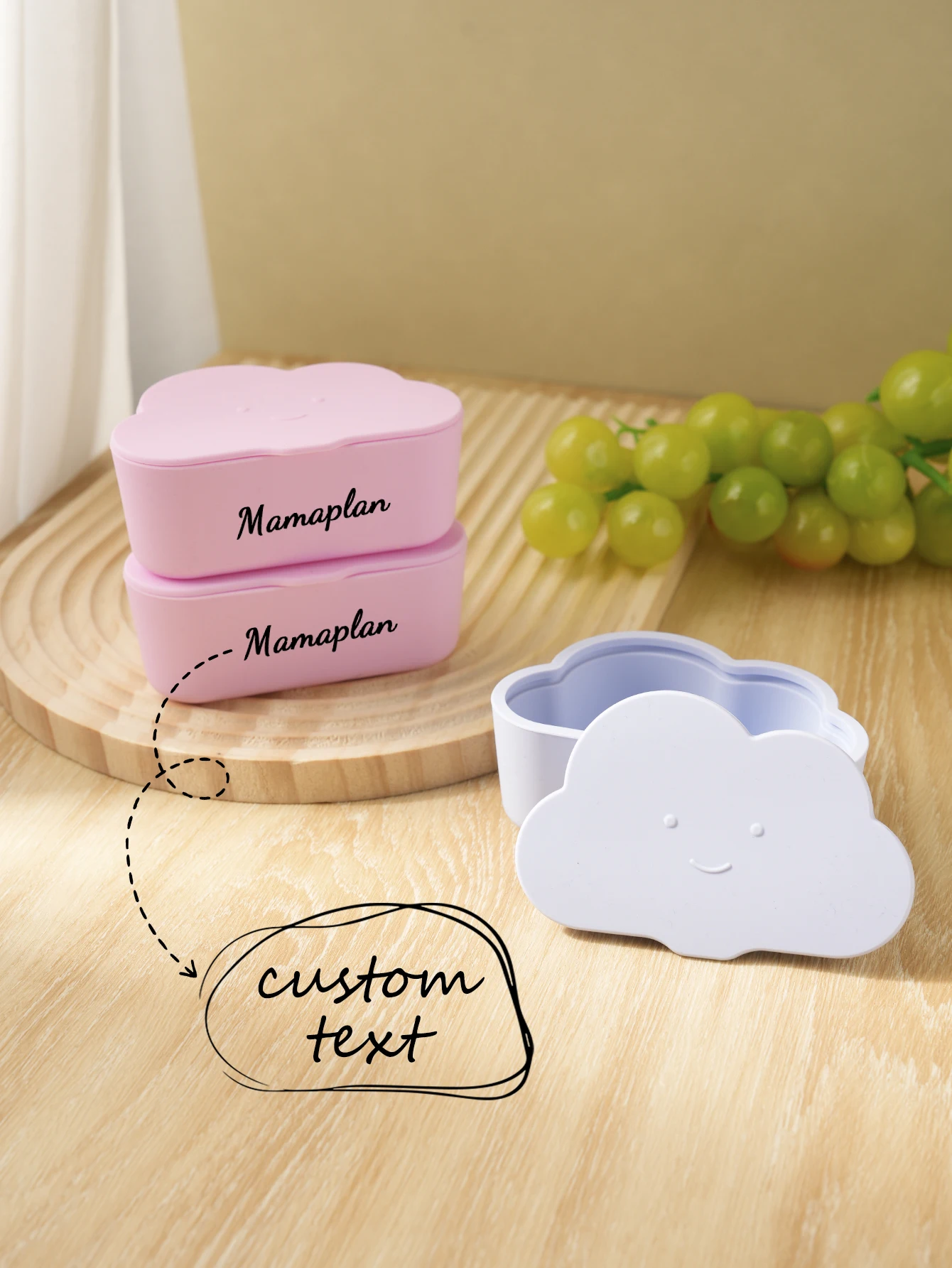 

Custom Name 1PCS Baby Silicone Meal Tray Cloud Shape BPA Free Food Storage Cartoon Snack Container Training Box Baby Stuff