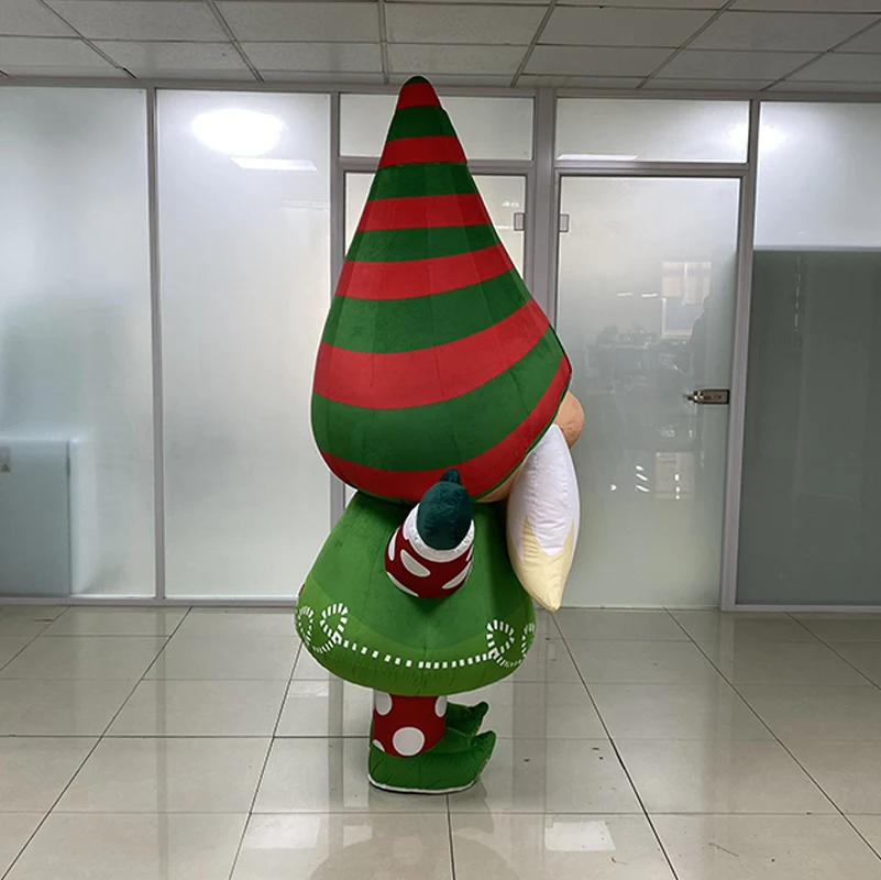 Mall Interactive Inflatable Walking Elf Costume Cute Blow up Gnome Costume Inflatable Walking Mascot for Christmas