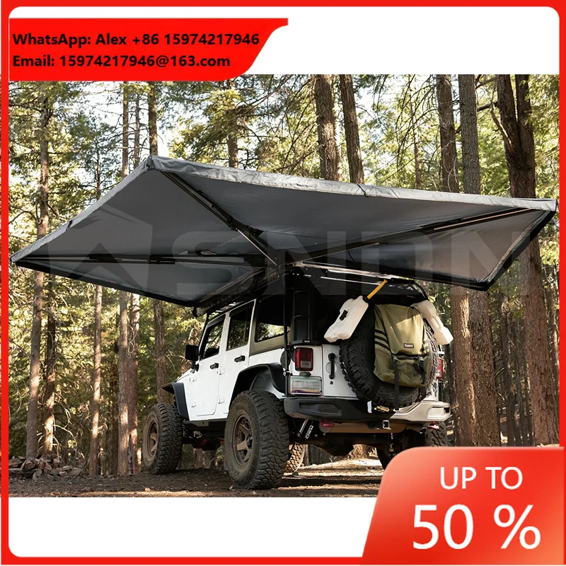4X4 Offroad Retractable Freestanding Car Side Awning Tents Rainproof Sun Protection 270 Awning Free Standing With Led