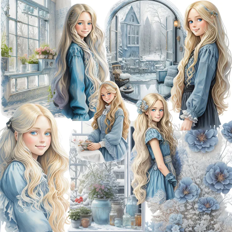 Winter Window Girl Stickers Crafts And Scrapbooking stickers kids toys book Decorative sticker DIY Stationery