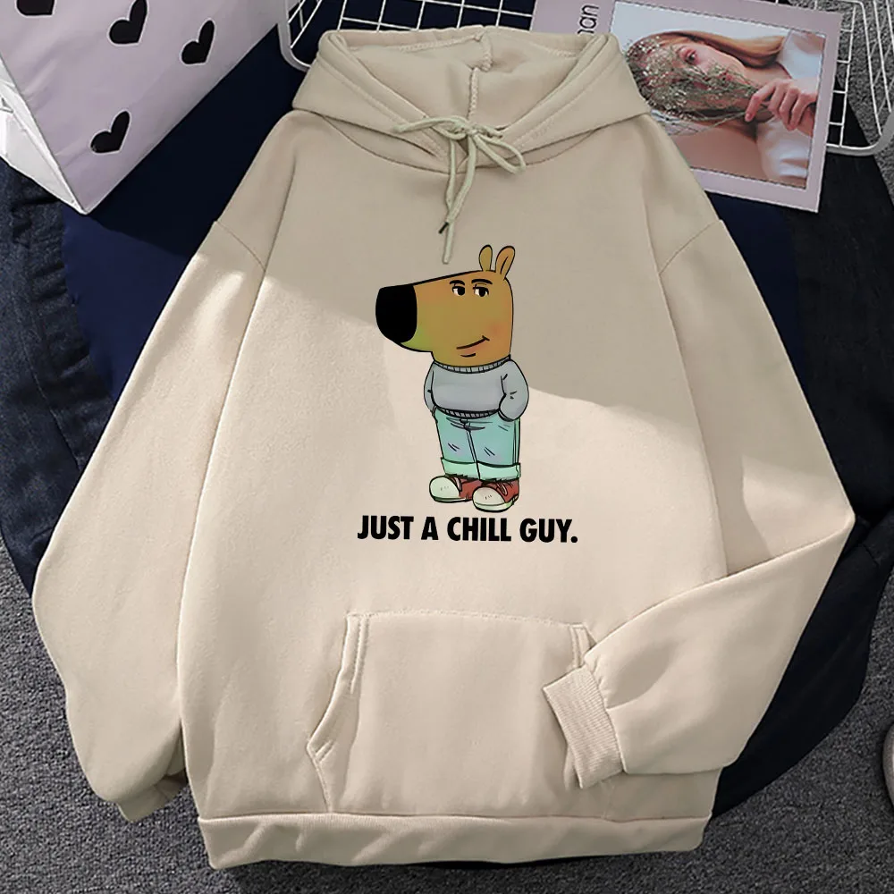 Just A Chill Guy hoodie bermotif uniseks, Sweatshirt motif kartun lucu, pullover musim dingin pria/wanita, kaus grafis lengan panjang untuk pria/wanita