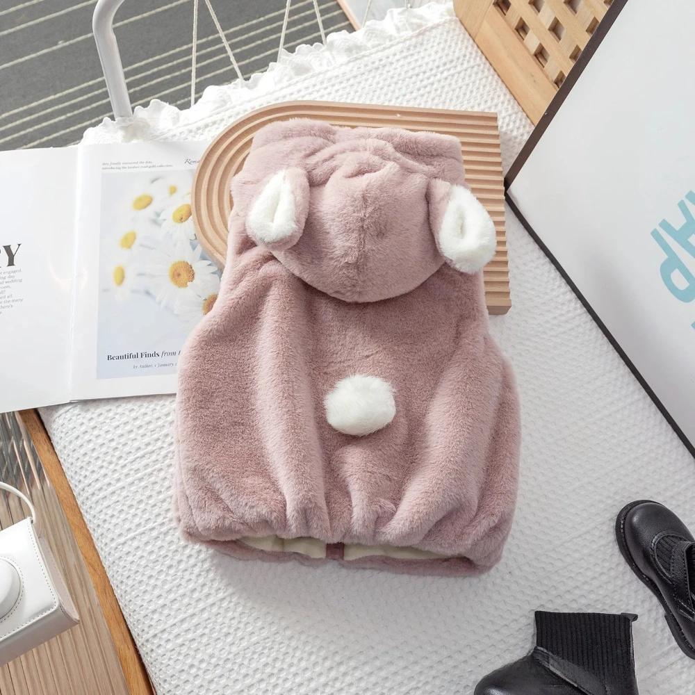

Korean Version 2-6 Year Old Cute Winter Fleece Hooded Zipper Warm Jacket Fashionable and Versatile Vest for Wearing Outside