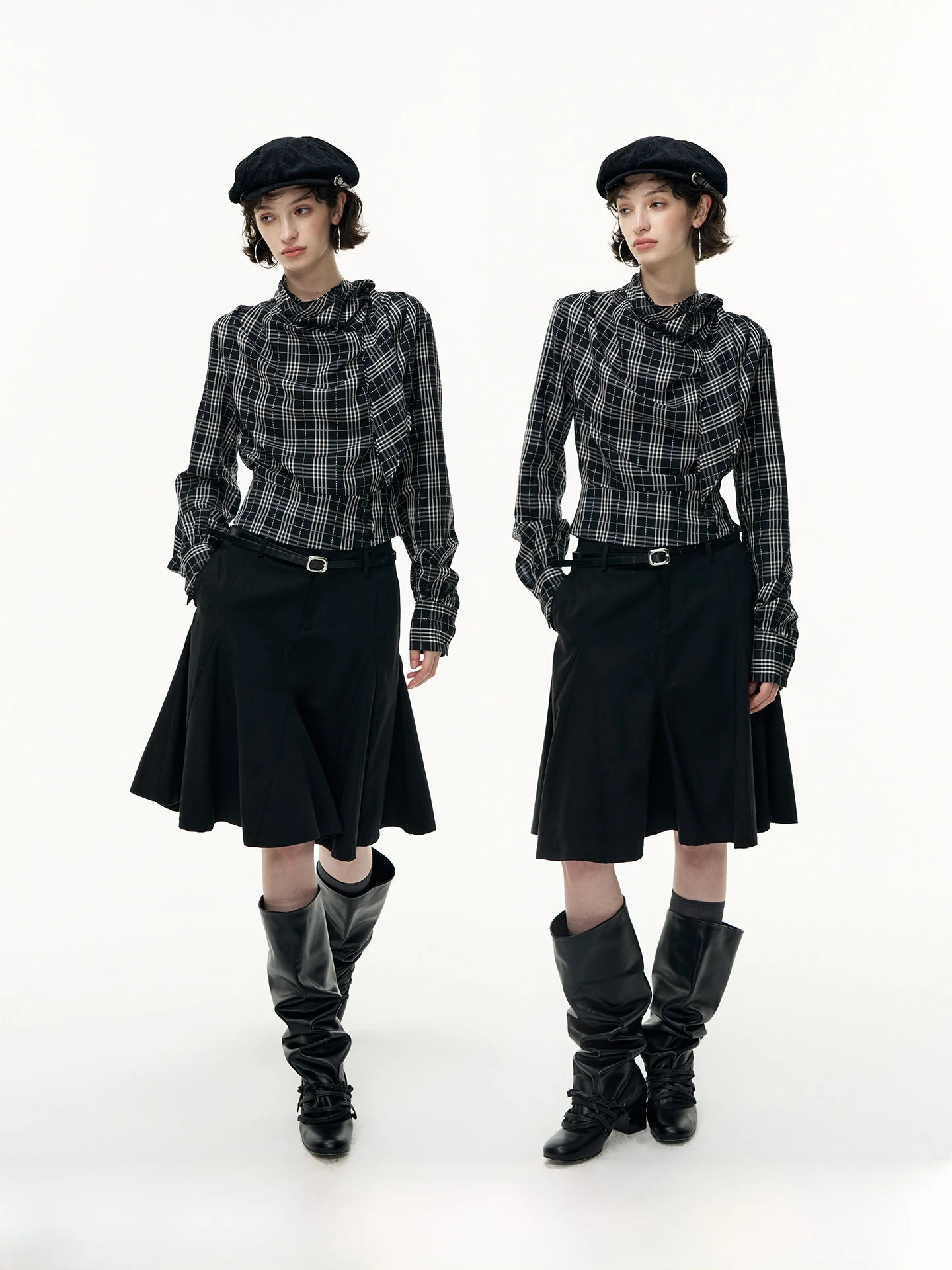 

Женская длинная рубашка-плед из лайоцелла с медным аммиачным покрытием, приталенная, высококачественная, Morgan Gallery