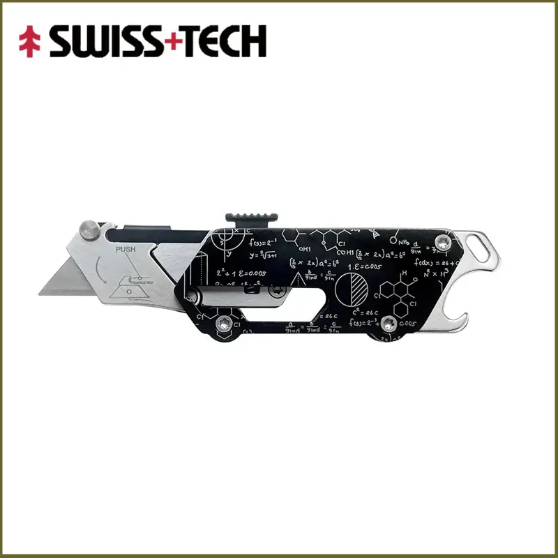 Zwitsers Tech Pocket Utility Knife Multitool 2-in-1, ontgrendelmes, doosopener, papiersnijder, EDC multifunctioneel gereedschap