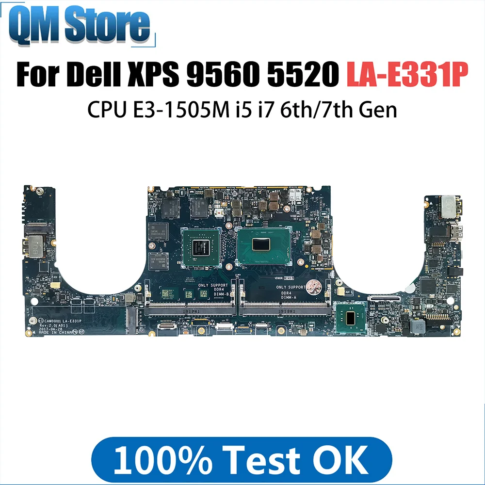 LA-E331P Mainboard For Dell 5520 9560 Notebook 0YH90J 0GDXD5 0HW7C4 0V90XP 03YC22 Laptop Motherboard E3-1505M 6 7th