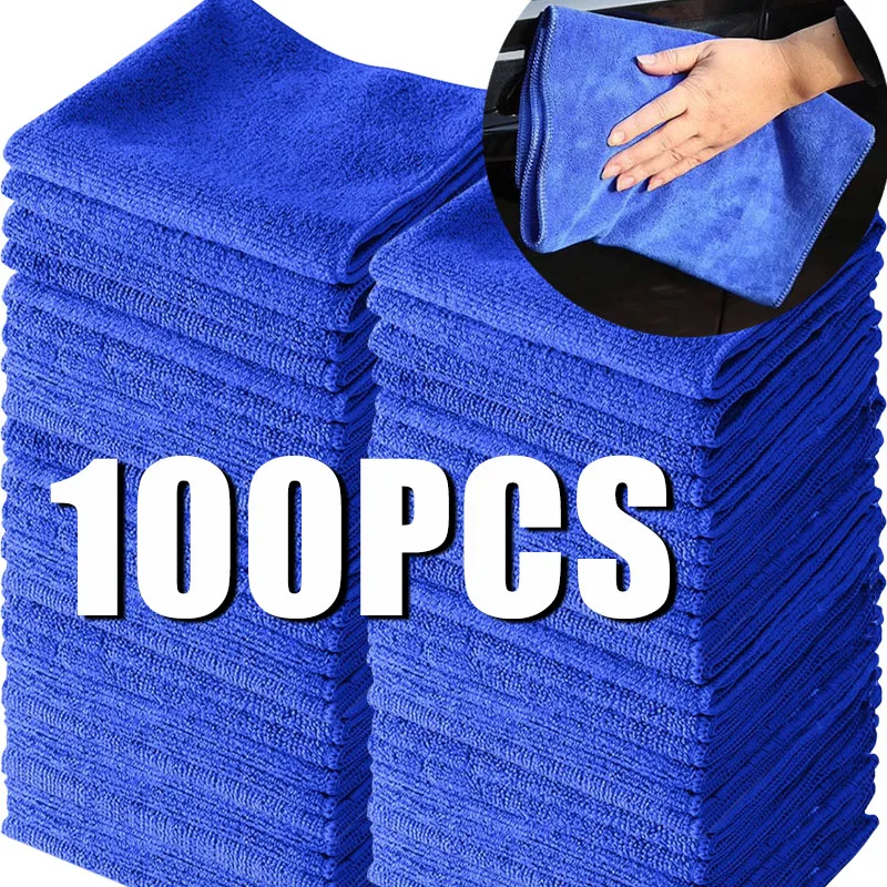 1/100Pcs Microfiber Towels Car Wash Drying Cloth Towel Household Cleaning Cloths Auto Detailing Polishing Cloth Home Clean Tools