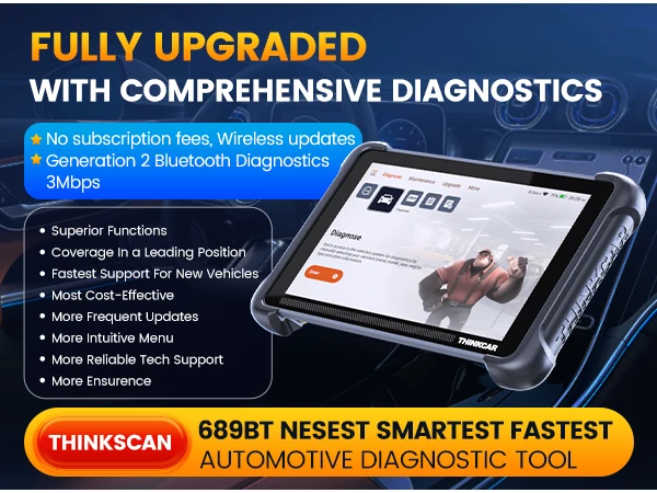 THINKCAR THINKSCAN 689BT AI Key Programming Automotive Diagnostic Tool Bidirectional Obd2 Scanner ECU Coding CANFD DOIP 34 Reset