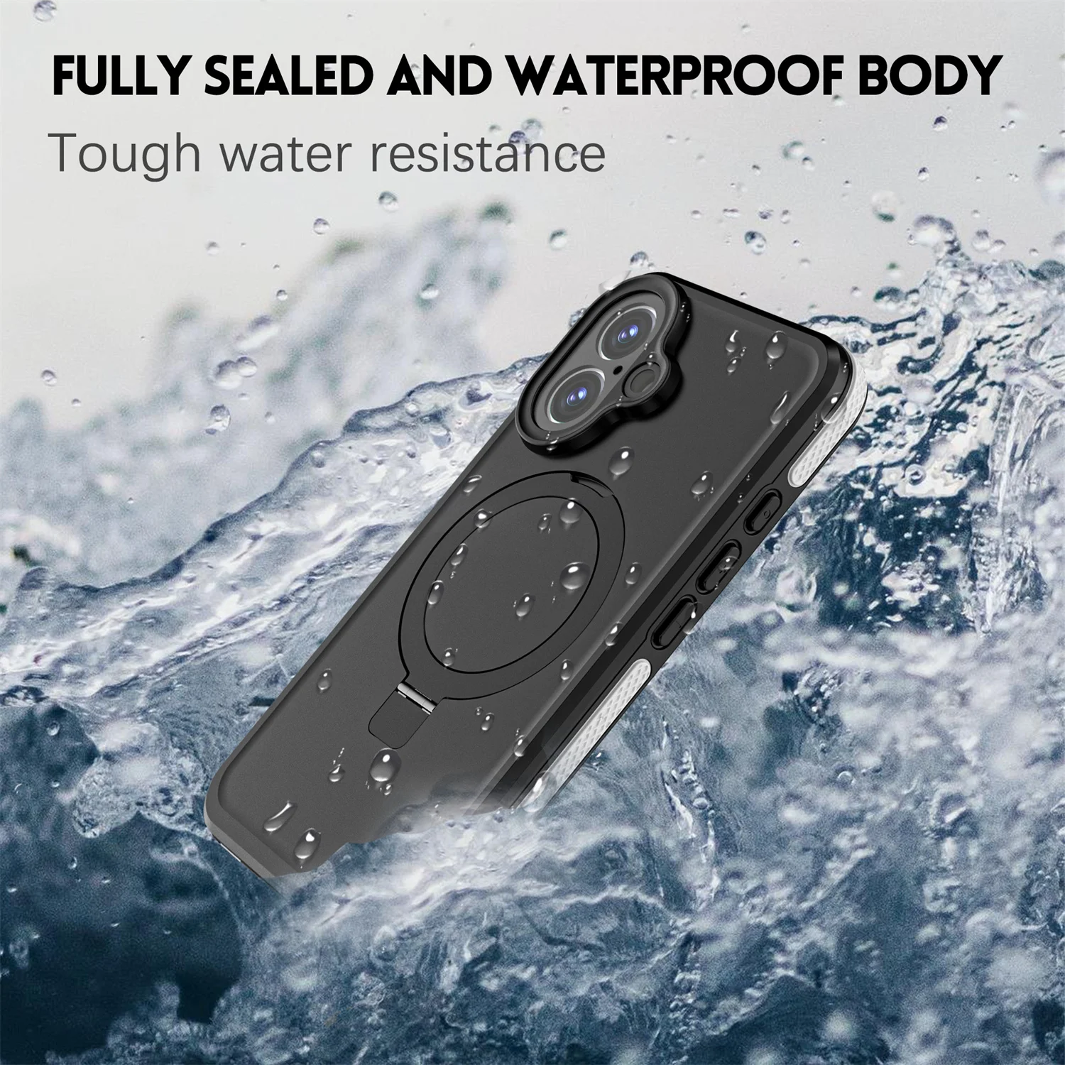 Shellbox IP68 Waterproof O-Ring Magnetic Stand Case for iPhone 16 Pro Max 16 Pro 16 Plus 16 Shockproof Heavy Duty Defender Cover