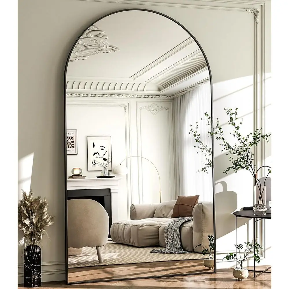 

86x46 inch ull Length Mirror - Oversized Arched Mirror e ull Body loor Mirror with Stand or Living Room,Bedroom,Cloakroom,Black