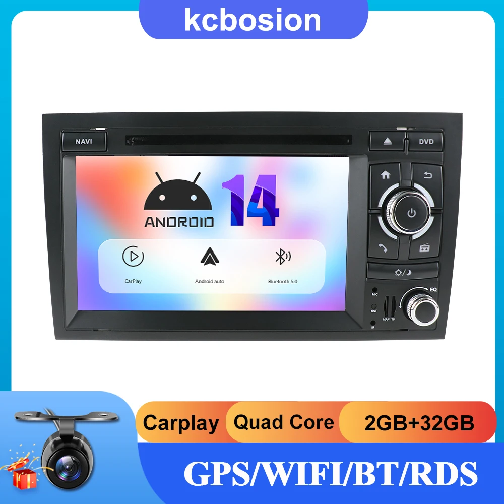 Double 2 Din Car Radio Multimedia Player DSP+Carplay 6GB+128GB DVD For Audi A4 B6 B7 S4 RS4 SEAT 2003-2011 USB RDS SWC GPS Navi