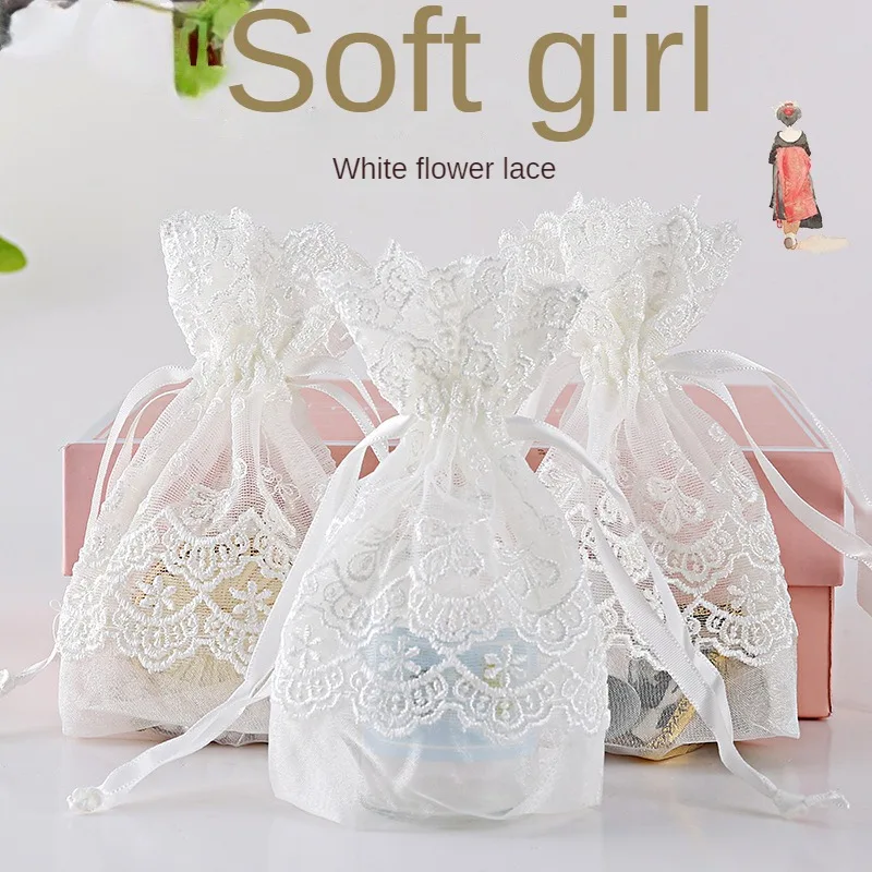 New Creative Mesh Gift Bag with Lace for Stylish Storage and Packaging  with Lace Closure for Jewelry Gift Soap Collection