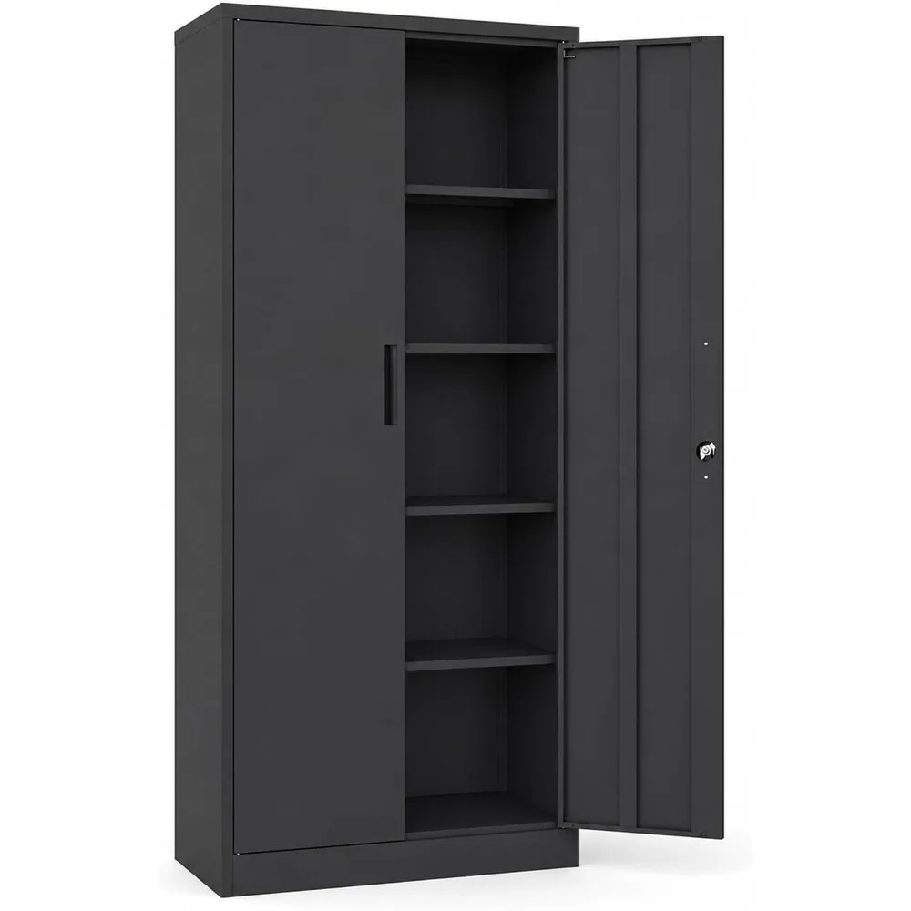 72 Inch Locking Metal Storage Cabinet with 4 Shelves for Garage, Office, Home