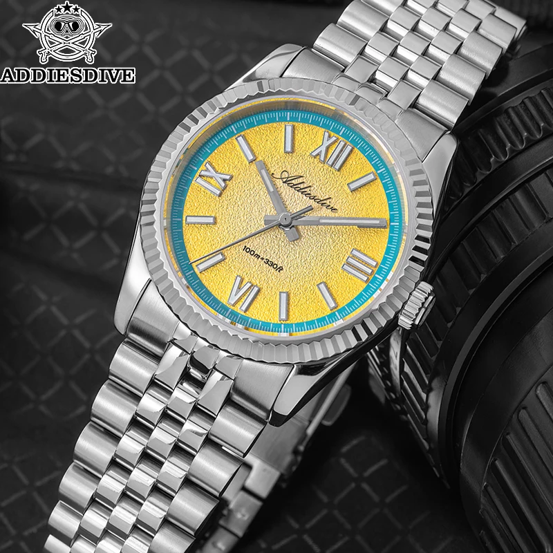 

ADDIESDIVE New Quartz Wristwatch Men Watch Sapphire AR Coated Dive 100m Waterproof BGW9 Luminous VH31 Watch for Men AD2535