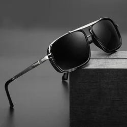 Vintage Fashion Polarized Punk Sunglasses Steampunk Square UV400 Driving Glasses for Men Summer Travelling Shades
