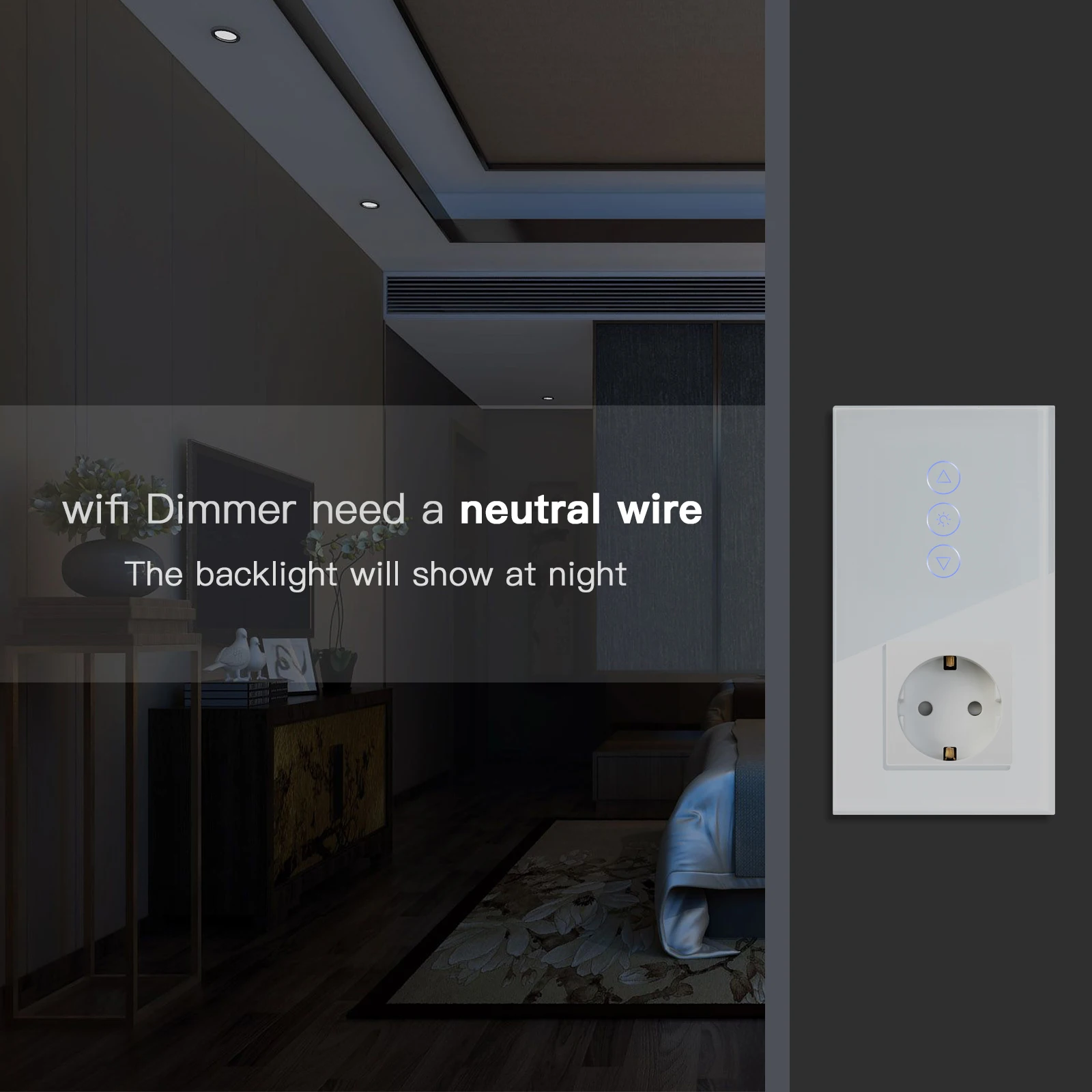 BSEED Wifi Dimmer Switch USB EU Socket senza Wifi Led dimmerabile interruttore della luce Smart Wall Touch Switch Google Alexa Tuya App