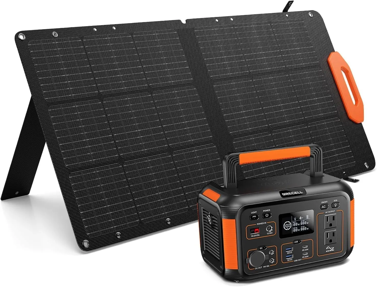 

Grecell Portable Solar Generator 500W With Solar Panel 100W, Portable Power Station 500W Ac Outlet, Portable Solar Panel 21.5V