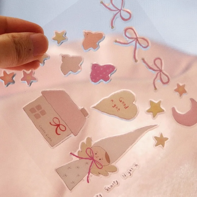 Cute Cartoon Snow Angel Bow 3D Jelly Sticker Kawaii Girlish Illustration-style Resin Relief Stickers for Water Cup Phone Cases