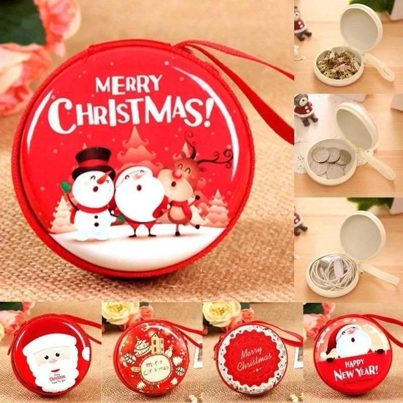 Random Color Creative Christmas Gift Box Coin Purse Cute Portable Iron Cash Box Xmas Gift Case with Zipper