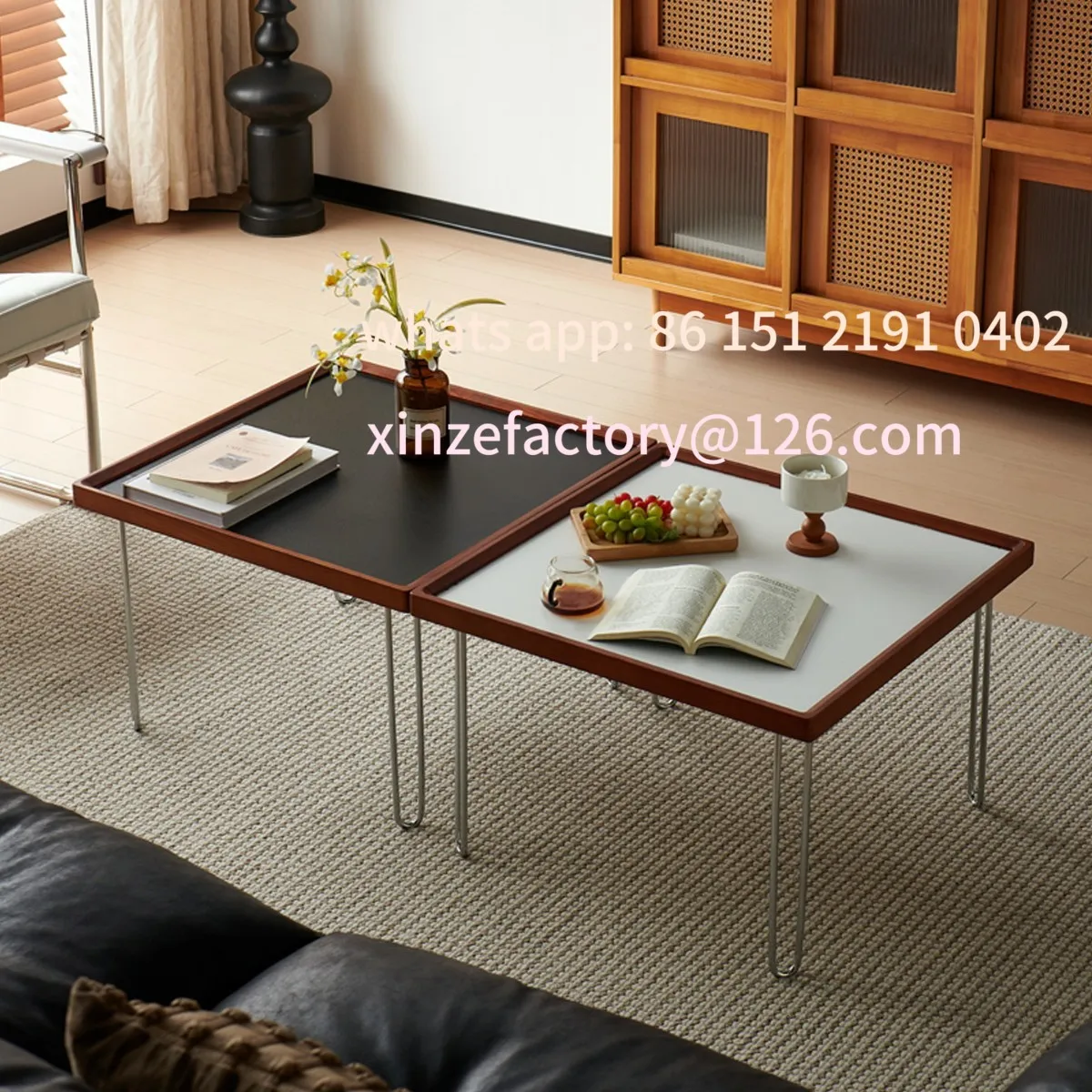 Customizable Yule square coffee table Bauhaus medieval Nordic simple stainless steel dopamine retro coffee table Bauhaus ble