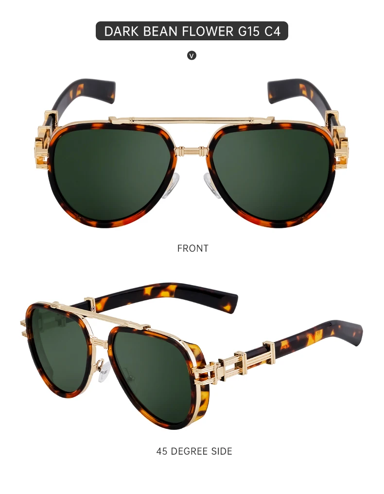 Vintage Punk Ovale Sonnenbrille für Damen und Herren 2026 Luxusmarken-Design Trendige Steampunk Doppelbalken-Sonnenbrille für Männer Retro-Brillen – Detail 14