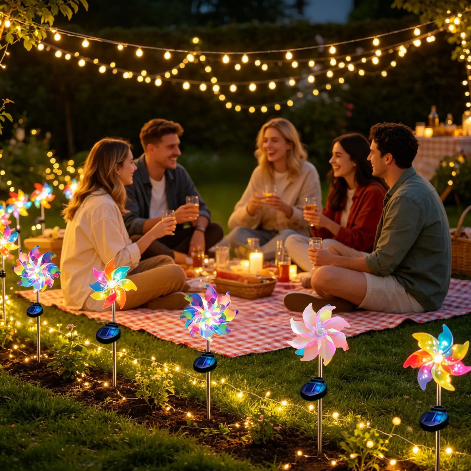 Wind Spinner Solar Light Waterproof Outdoor Colorful Pinwheel Wind Spinner Garden Stake For Outdoor Backyard Lawn Patio Balcony - view 2