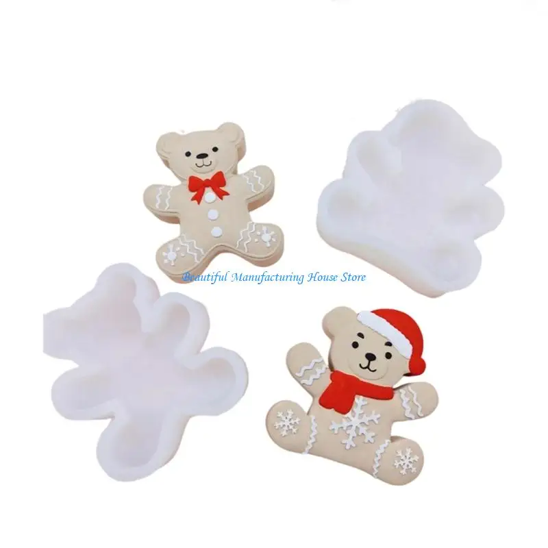 

E56A Santa Bear Shaped Silicone Mold Materials For Baking Soap Making Candy Crafts Holiday Party Essential