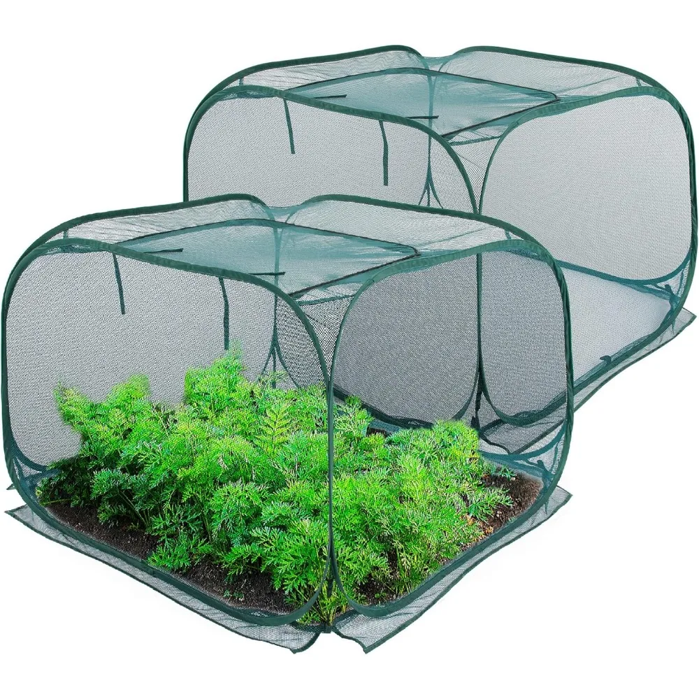 

2 Pack Pop Up Mesh Plant Cover with Ground Stakes, Protects Fruits Vegetables Seedlings Herbs in Garden