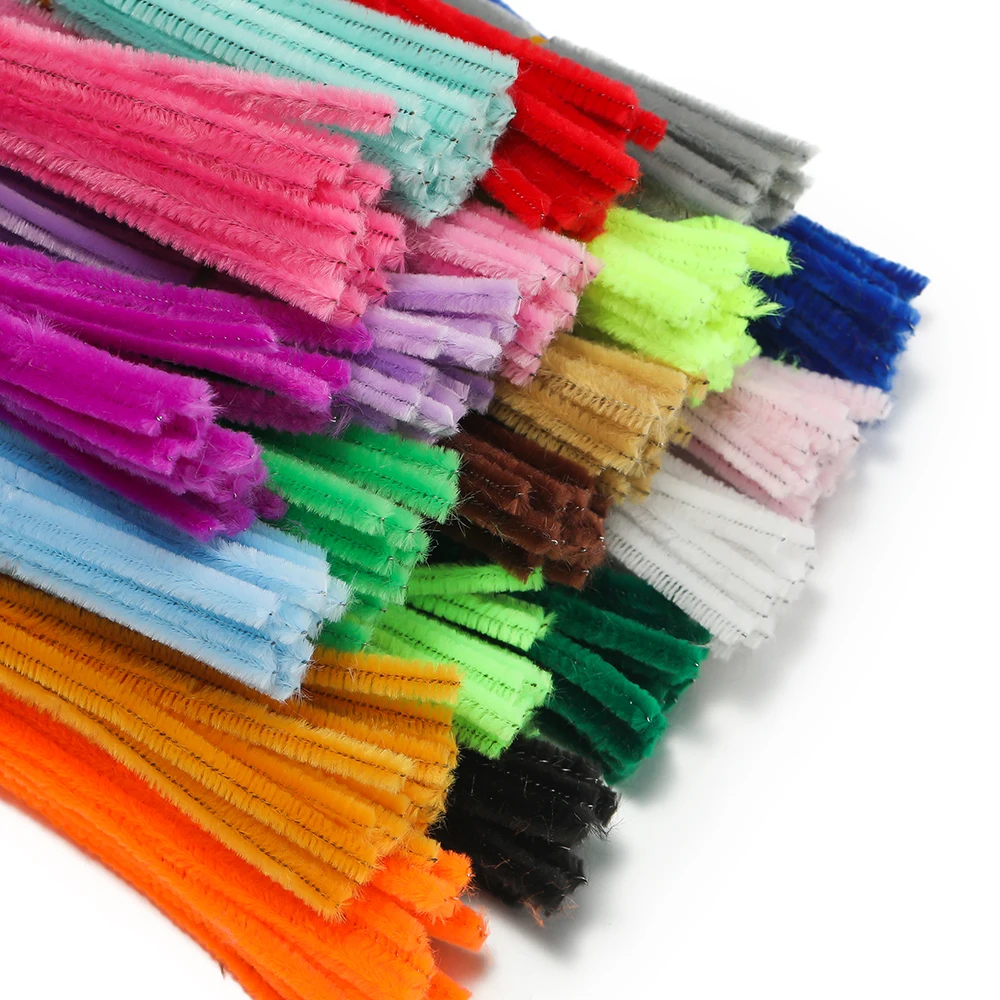 50pcs 30cm Colorful Chenille Stems Pipe Cleaners Plush Stem Wired Sticks Twist Stick Strip DIY Christmas Craft Jewelry Making