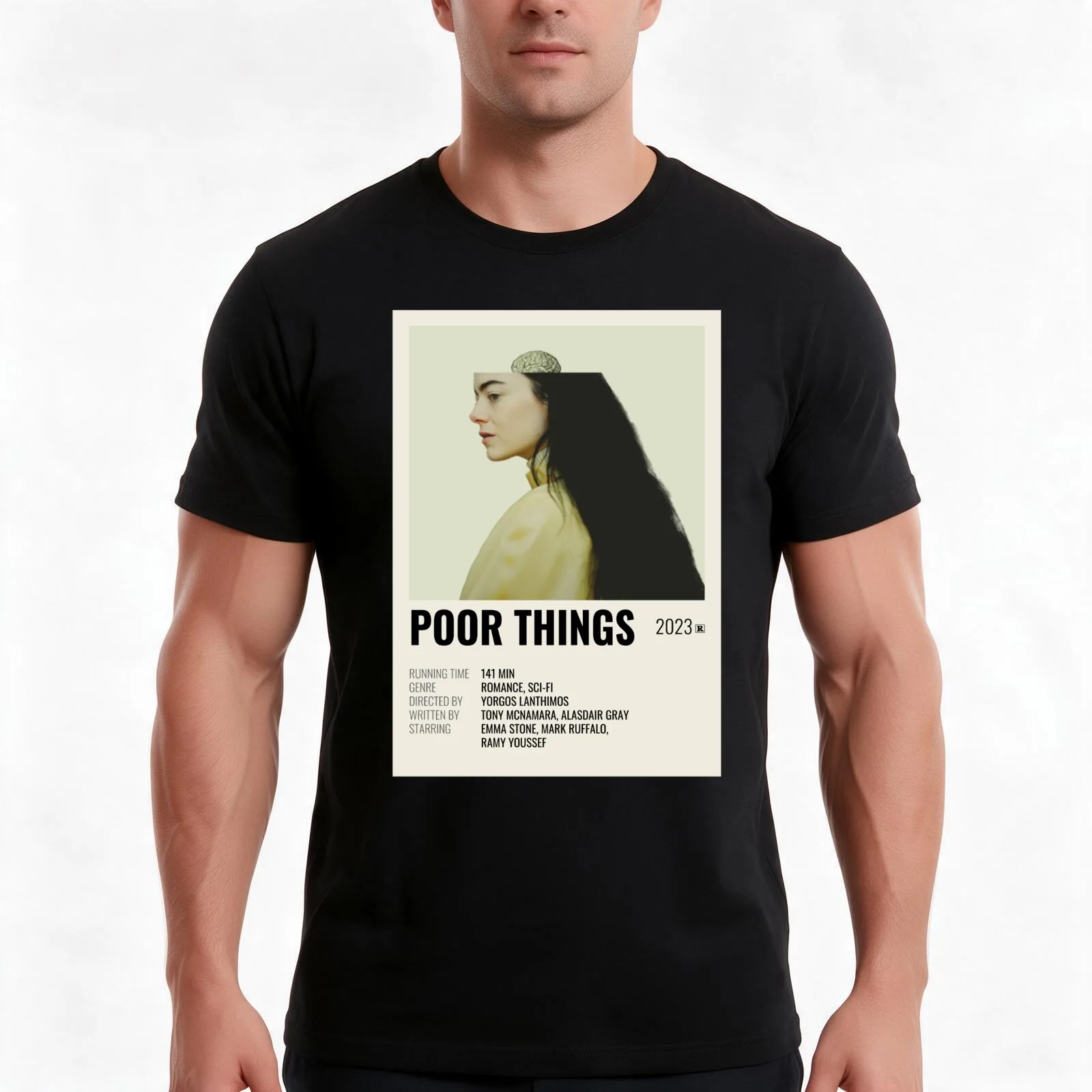 Poor Things (2023) Movie Poster T-Shirt, Summer Casual Cotton Tee, Oversized Streetwear Tops, Vintage Graphic Print, 100% Cotton