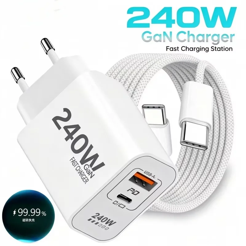 240W GaN PD USB-C Ladegerät Schnellladung für iPhone 17 16 15 14 Pro Max Telefon QC 3.0 PD 3.0 USB Typ C für Xiaomi iPad