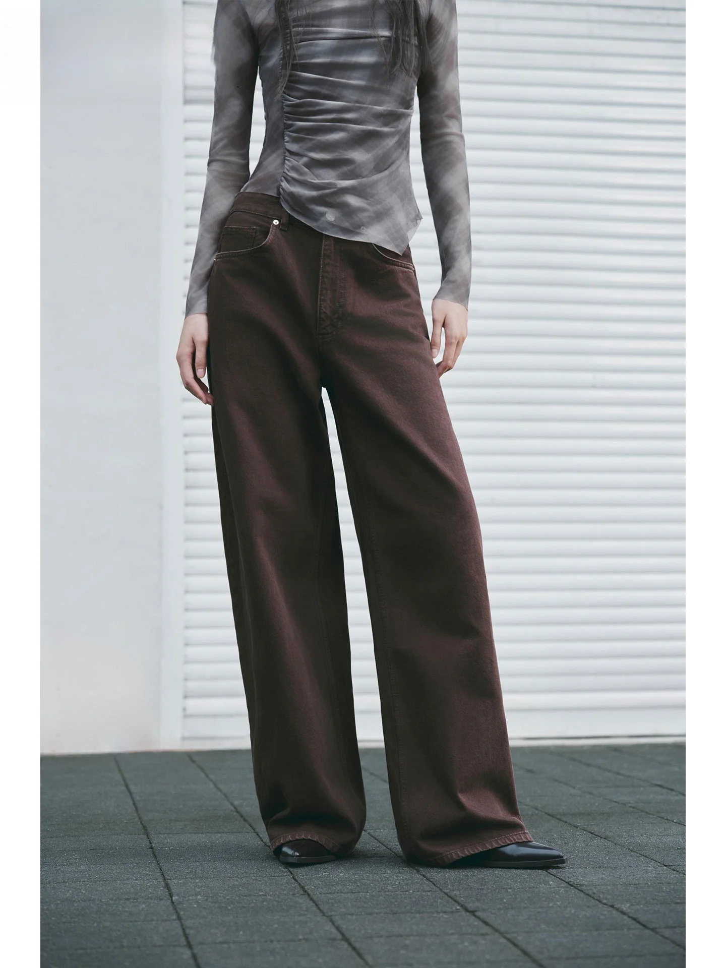 ZAPRHA High Waist Ultra Wide Straight Leg Denim Jeans Women's Slimming Fall 2025 American Sle No Stretch Zipper Closure