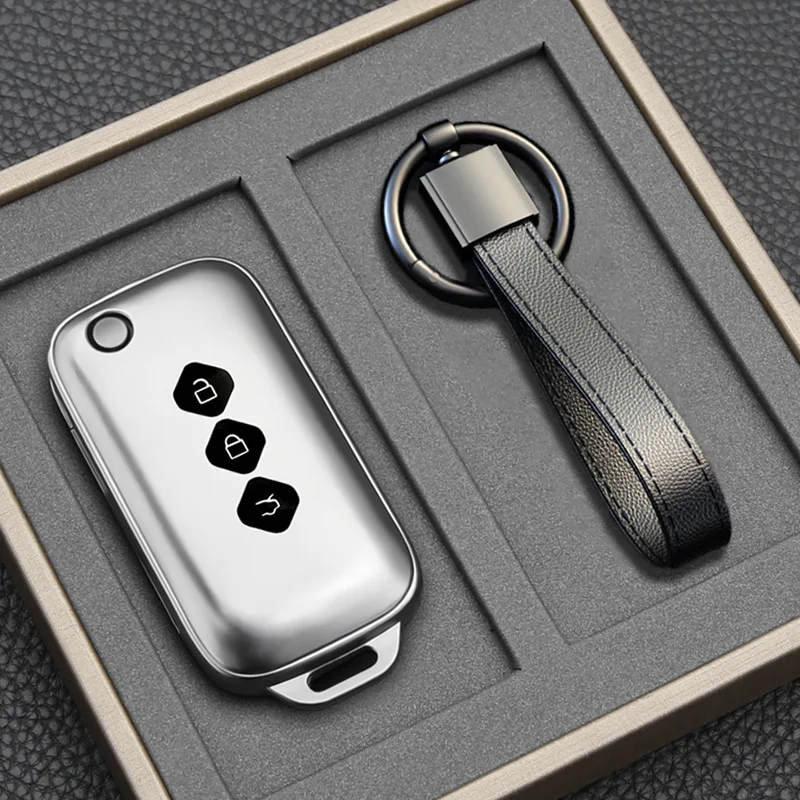 TPU Flip Car Key Case Cover Shell for Chevrolet Aveo Trax Groove Captiva 2024 Wuling 3 Buttons Remote Key Keychain Accessories