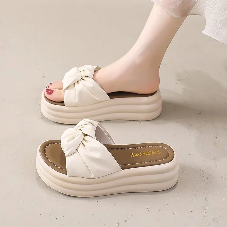 Super Soft-soled Slippers for Women Platform Platform Flip-flops for Summer Height-raising Beach Slippers for Women