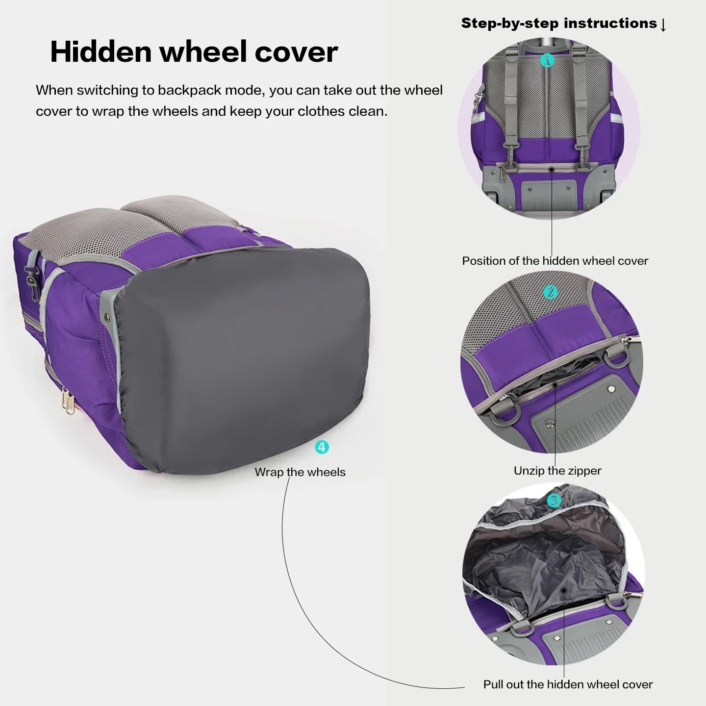 Trolley Rolling Backpack for PrimaryJunior High Senior High Entrance Exam Students Boys Girls School Backpack Airplane Carry-on